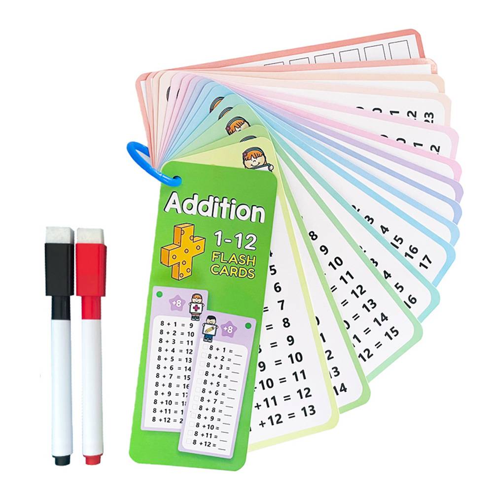 

Cards Toys 1-12 Maths Training Addition Subtraction Multiplication and Division Learning Educational Student Arithmetic with Erasable Pen