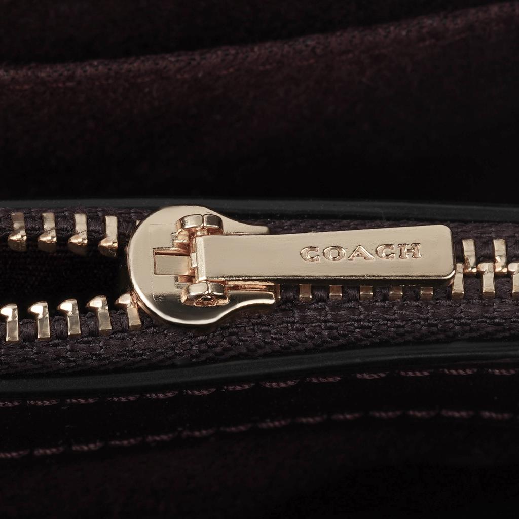Coach Tammie 26 Classic Fashion Monogram Color Block Pebble Leather Shoulder Crossbody Bag Medium Women bags Dark-Brown Black C6784-IMAA8