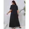 Summer Plus Size V Neck Slim Fit Long Dress Elegant Black Loose Dress For Women Fashion Comfortable Versatile Dress