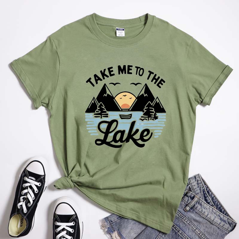 Take Me To The Lake TShirt Vintage Lake Life Summer Vacation Tshirt Cute Unisex Mountains Camping Outdoorsy Tee Shirt Top