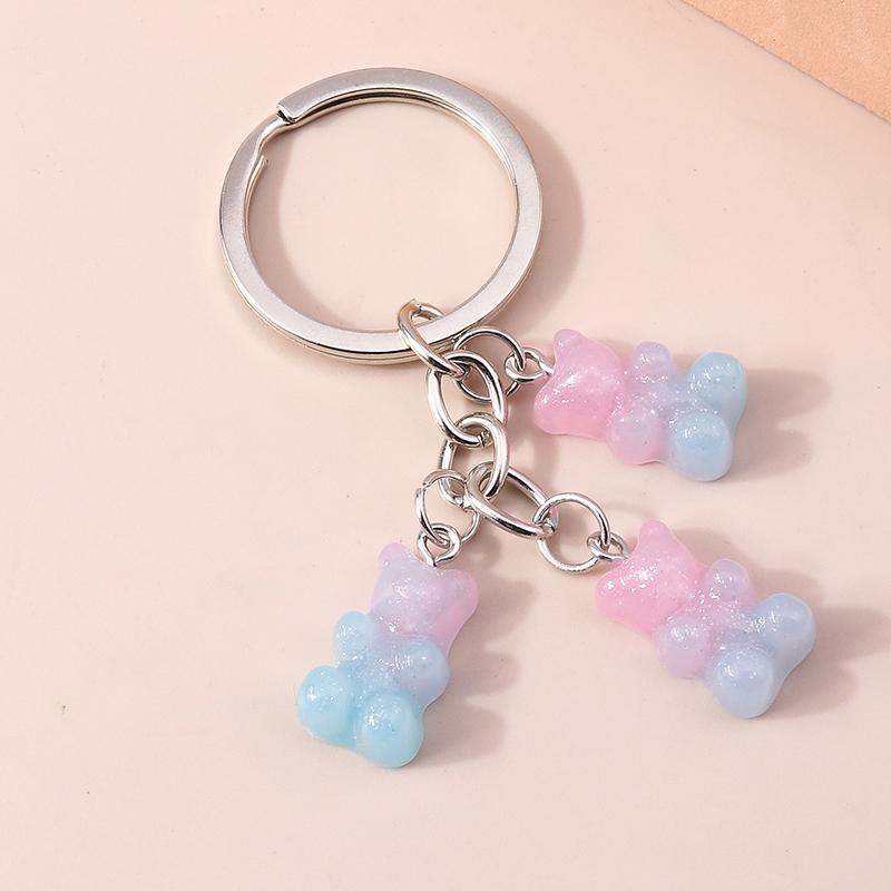 Colorful Resin 3D Bear Keychain Animal Key Rings Pendants for Women Girl Key Holder Handbag Pendants Charms DIY Jewelry Gifts