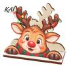Decorative Paper Holder Wooden Christmas Napkin Holder, Cute Gingerbread Elk Santa Standing Tissue Dispenser, Stable Rack Farmhouse Cocktail Serviette