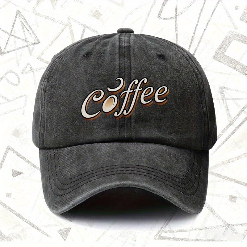 pc CoffeeThemed Vintage Washed Style Baseball Cap Compatible for Men Women Solid Coffee Bean Print AllSeason Hat Hand W
