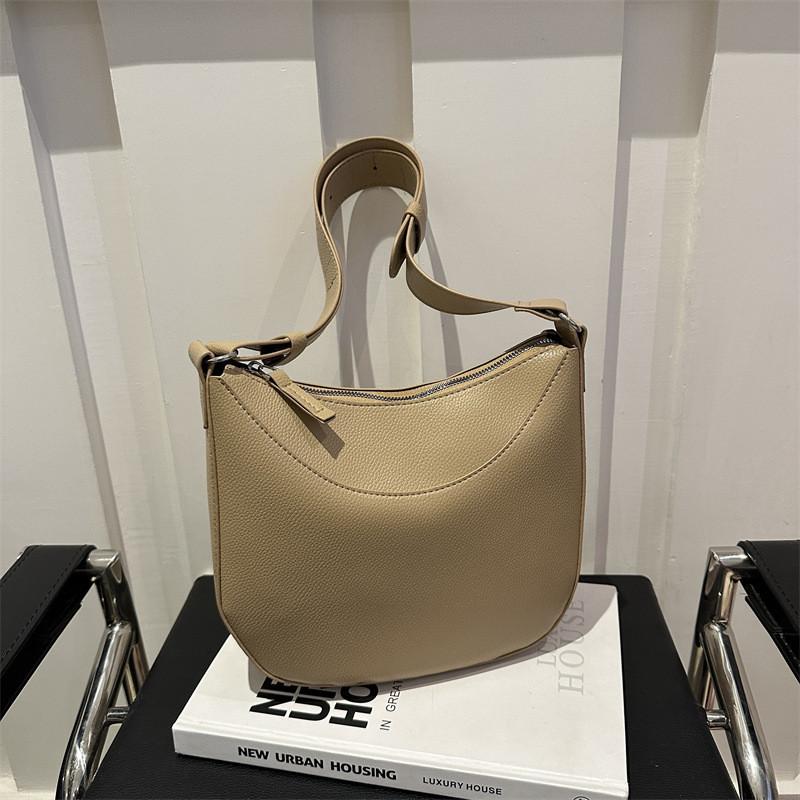Stylish Spring Womens Shoulder Bag Classic Chic Pu Fabric Small Handbag In Black Khaki Brown And White
