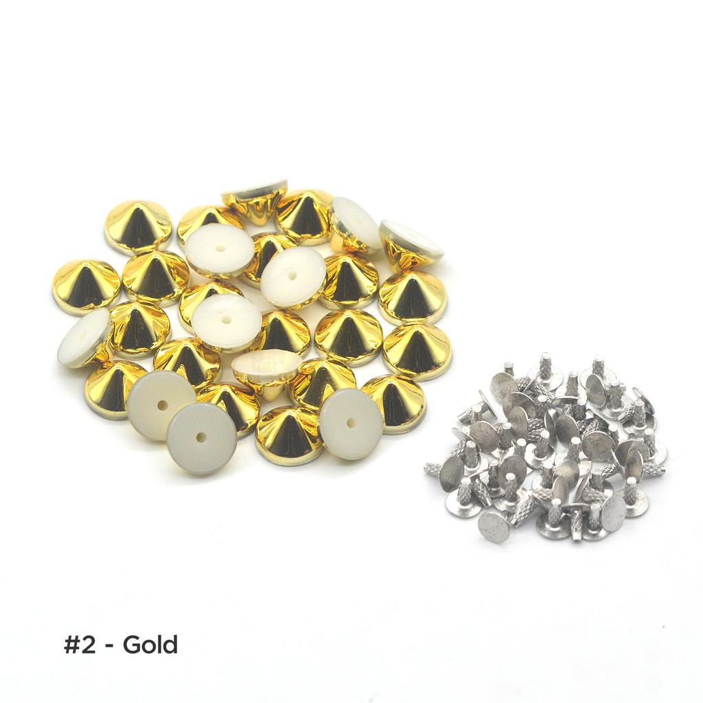 ABS Conical Studs Punk Rivets for Shoes Garment Decoration 6.5x5.2mm, 8x6.2mm 10x6mm