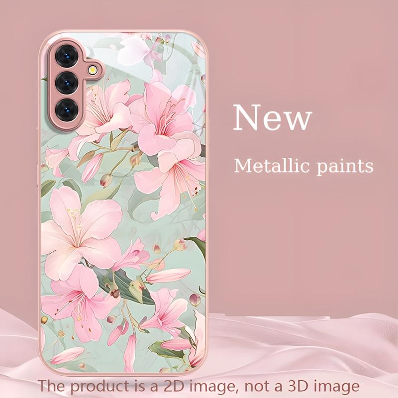 Clean flower patterned glass phone case suitable for Samsung Galaxy S26 S25 S24 S23 S22 S20 FE/Ultra/Plus hard case