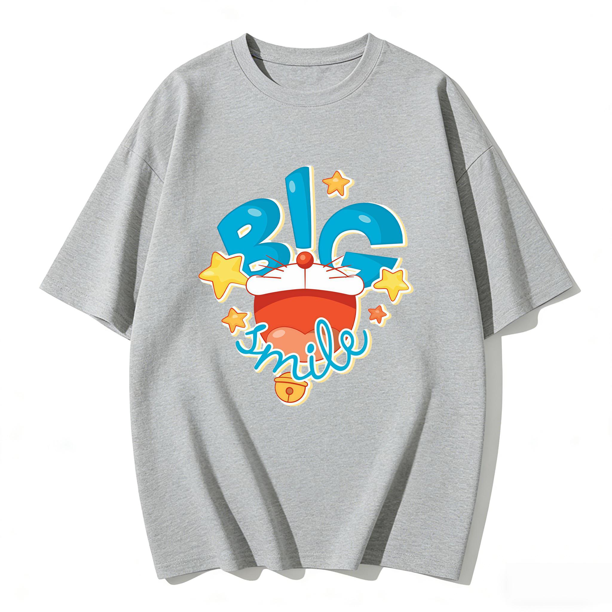 

2026 Summer Doraemons Cartoon Printed Short Sleeve Pure Cotton Tshirt Comfortable Family Matching Outfits Tops Couple Clothing S