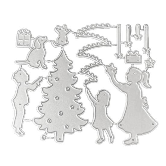 

Вырубной штамп с рисунком рождественской елки, анти-сломанная форма для тиснения из углеродистой стали ручной работы для поздравительных открыток серебряный