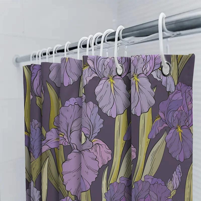Vibrant Purple Floral Bath Curtain Artistic Shower Curtain For Bathroom Decorations.
