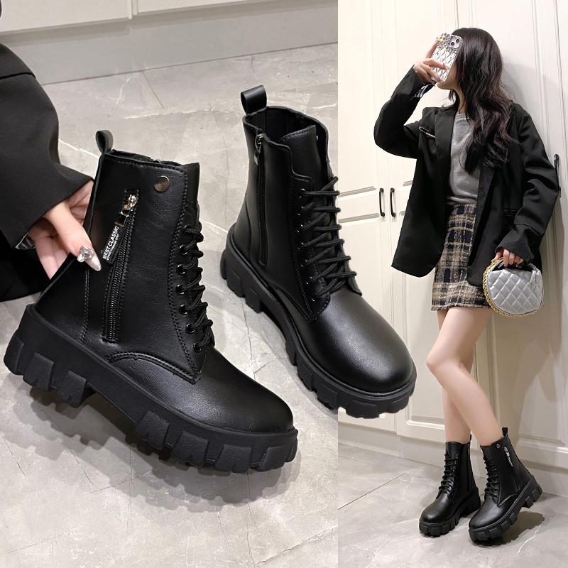 New Boots Ladies Lace-Up Shoes For Women Warm Platform Zipper Ankle Boots Soft Women Shoes Winter Boots Fashion Botas Muje