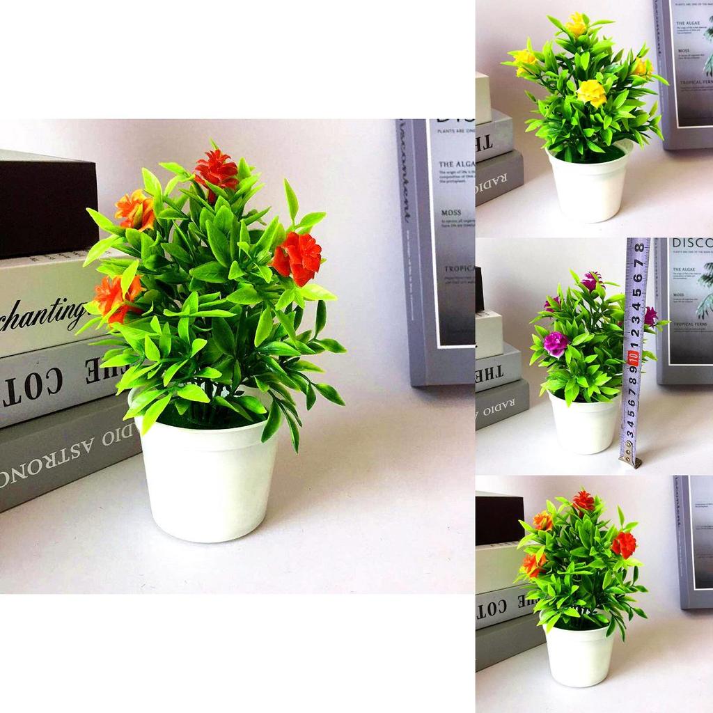 Mini Faux Rose Potted Plant With Injection Mold For Home Office And Gift Use