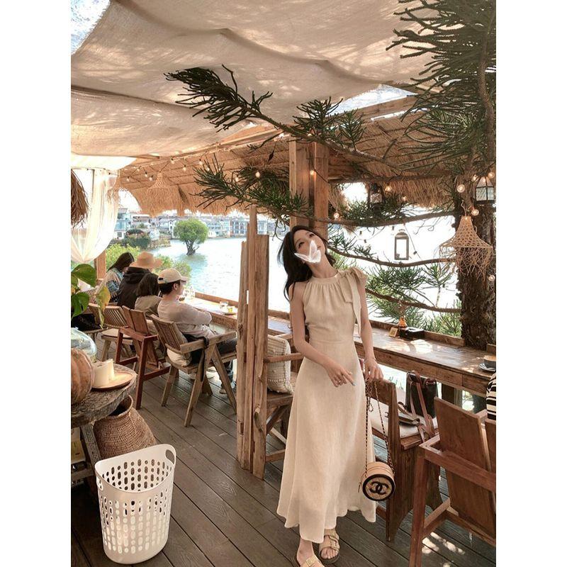 Women's Clothing Apricot Summer Slim Fit A- Line Dress Bows