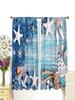Starfish Fishing Boat Background Pattern Printed Curtains, Window Decorations, Home Decorations, Room Decorations