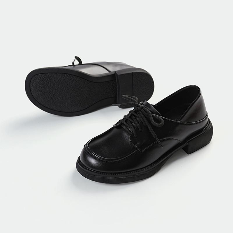 British Style 313233 Small Size Lace-up Small Leather Shoes Women's One-pedal Inner Heightening Loafers Women's 2025 Spring New Models
