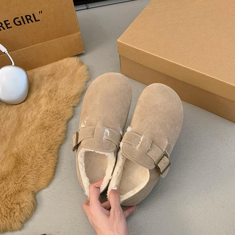 New velvet cotton shoes Doudou shoes retro Boken autumn and winter lazy people pedal women s shoes to keep warm 40 песочный 2860₽