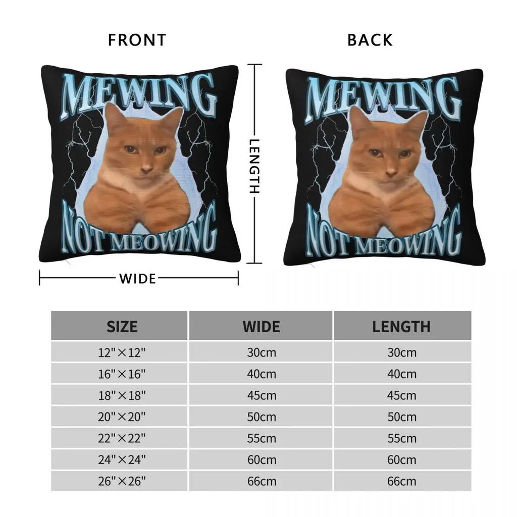 Mewing Nicht Miauend Lustige Katze Meme Kissenbezug Bedruckter Polyester Kissenbezug Geschenk Kissenbezug Abdeckung Zuhause Quadratisch 45*45cm