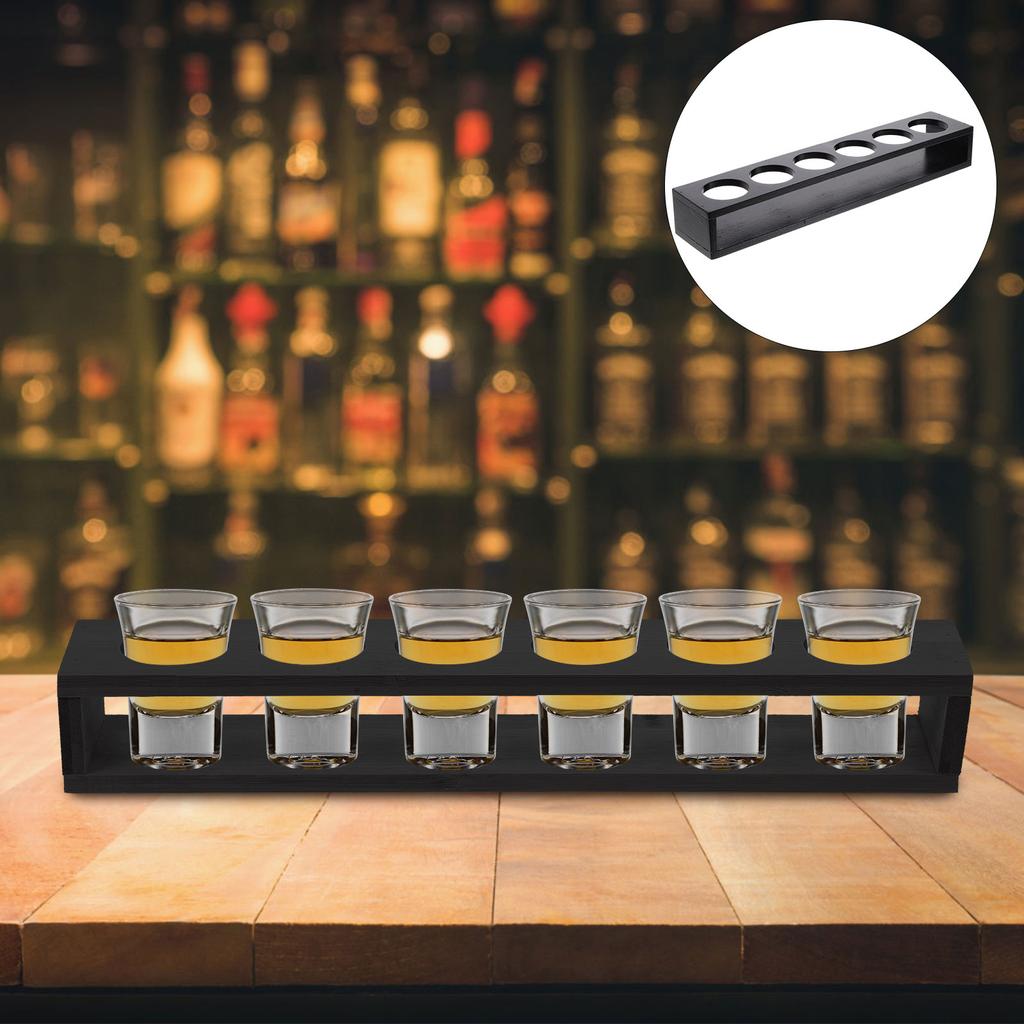 Wooden Shot Glasses Holder Display Rack For Bar ganizer Tray Natural Wood Cup Storage Rack With Small Holes
