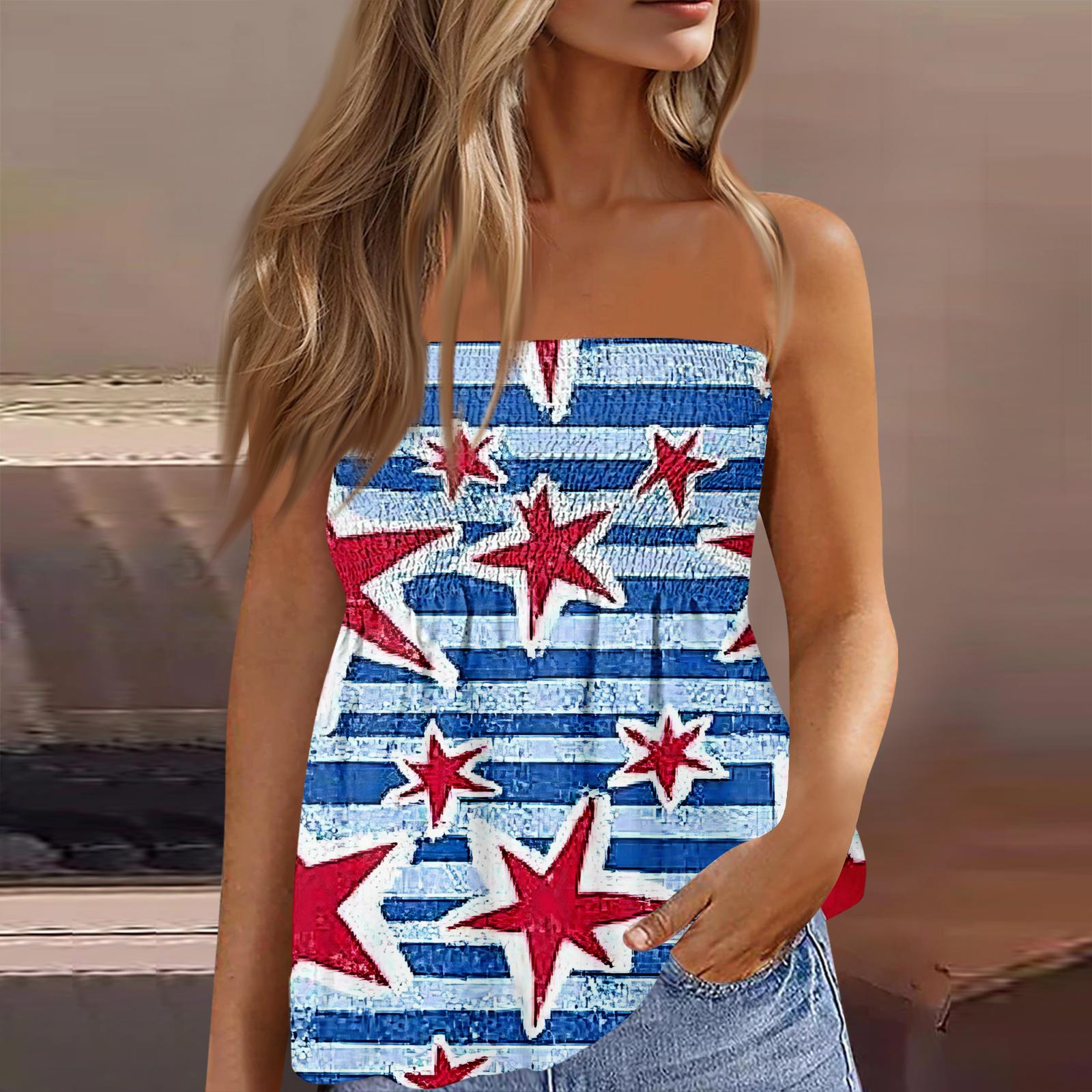 

Топы-трубы для женщин, милая сексуальная футболка без рукавов с открытыми плечами и принтом XXL синий