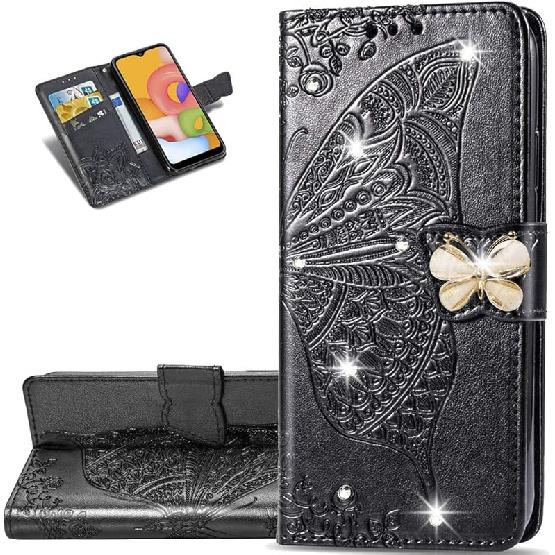 

Samsung Galaxy A20 Case Bling Diamond Butterfly Embossed Wallet Flip PU Leather Magnetic Card Slots with Stand Cover for Samsung Galaxy A20 / A30 Diamond Butterfly 2