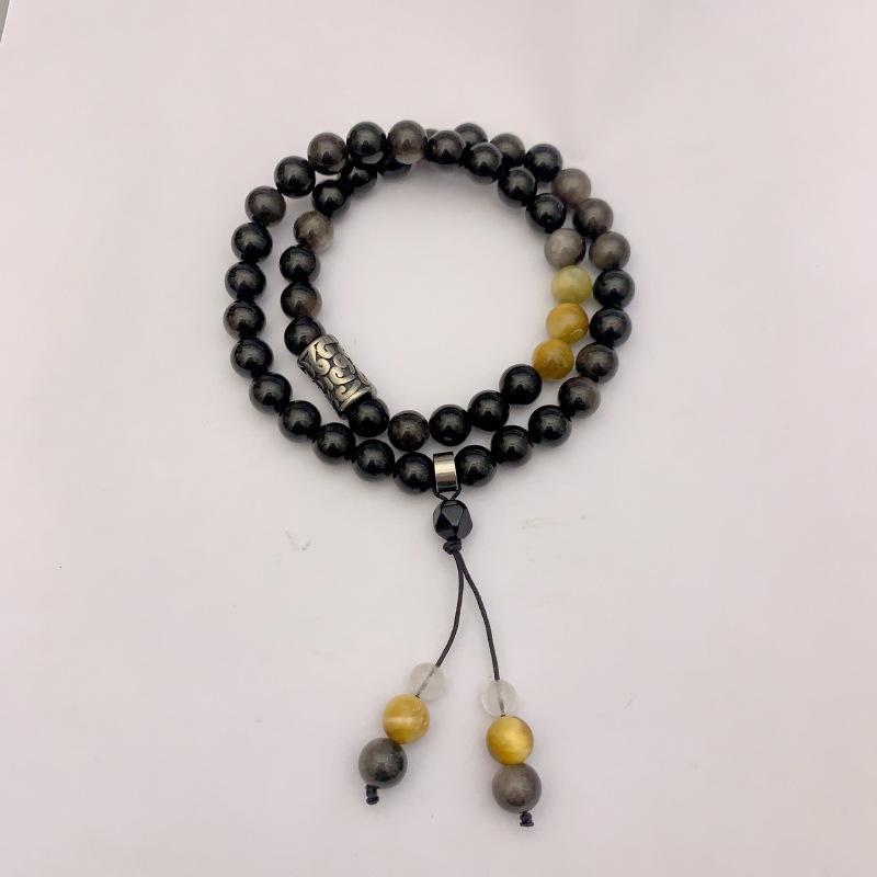 Браслет JYL TS в стиле натурального камня приносит чистоту и удачу 8mm silver obsidian double layer уробилин