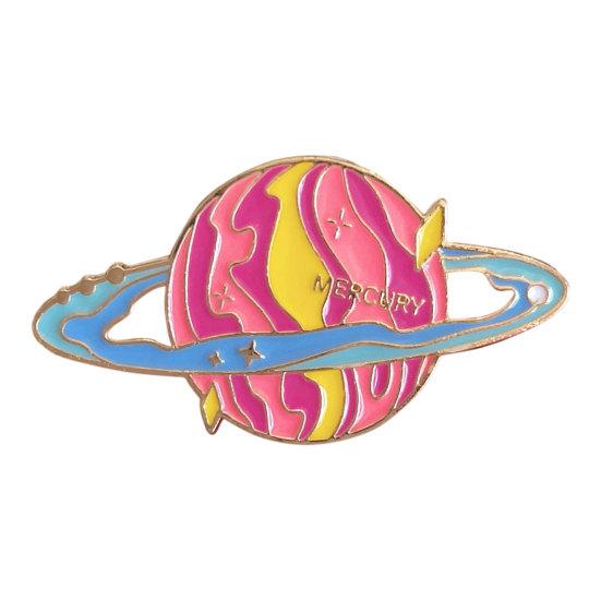 De Otte Planeter Broche, Venus/Jorden/Jupiter/Uranus/Neptun Broche, Metalmærke, Kreativ Planet Serie Broche, Emaljenåle til Skoletaske Rygsæk