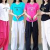 2025 Women's Summer Square Dance Set: Stylish Aerobic Top & Loose Cotton Pants