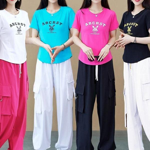 2025 Women's Summer Square Dance Set: Stylish Aerobic Top & Loose Cotton Pants
