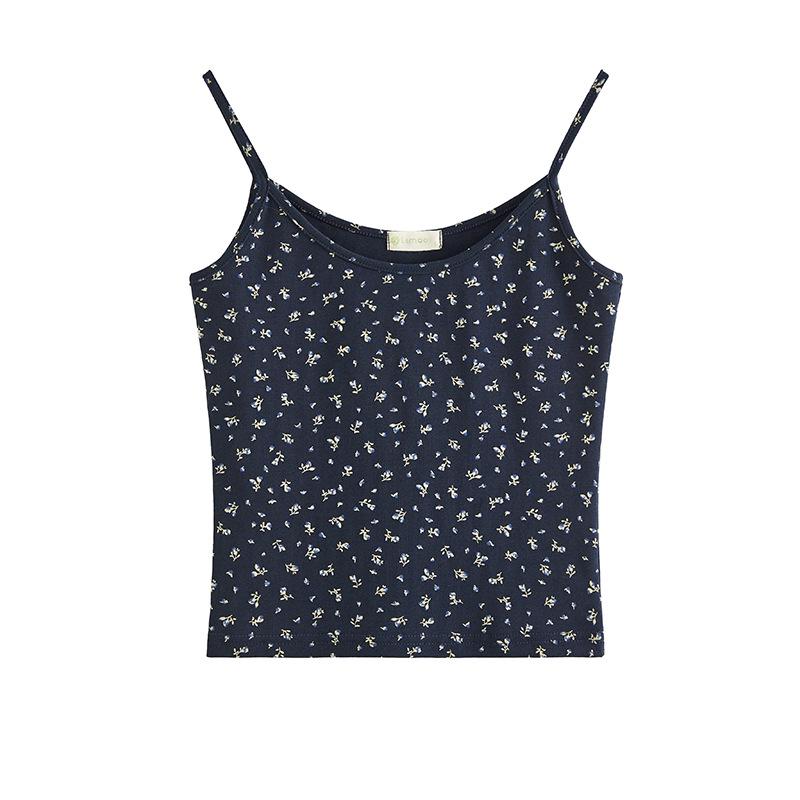 Summer 2025 Women's Printed Camisole Vest - 260g Combed Cotton, Sexy and Stylish Top