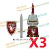 N511U-518U N335-337 Mittelalterliche Burg Ritter Bausteine Figuren Vierseitiger UV-Druck Waffen Zubehör Spielzeug Kindergeschenke F030