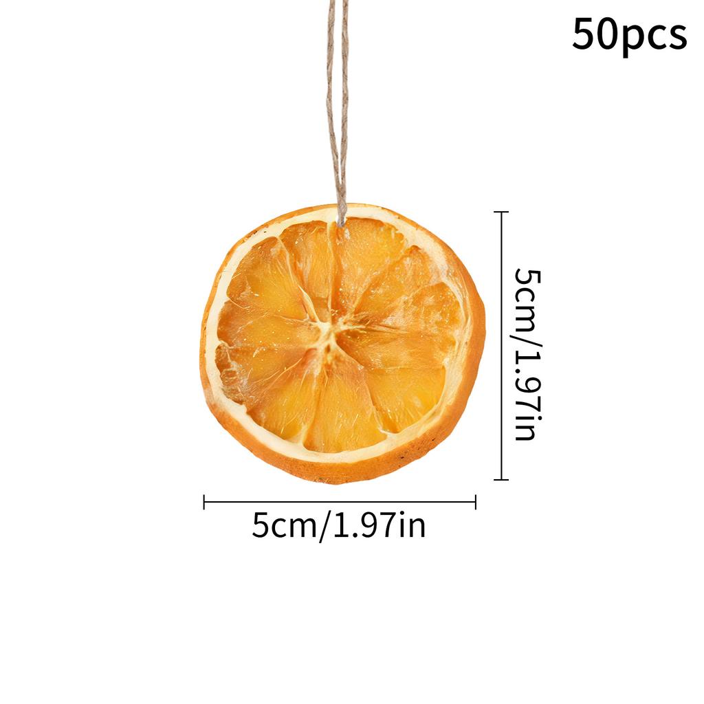 50 Pcs DIY Christmas Ornaments Rustic Orange Slice Paper Decorations with Hemp Rope for Fireplaces Wreath Hanging