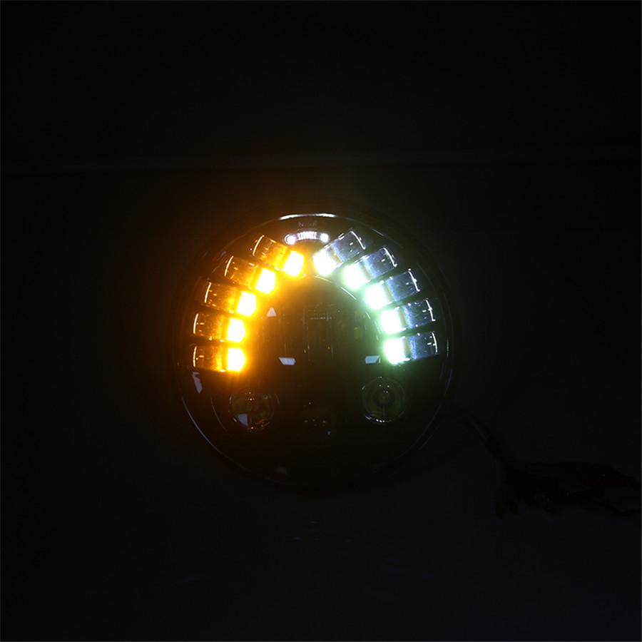 7 Inch LED Black Round Motorcycle Headlight with Hi/Lo Beam Projector Motor 7" Round Headlamp