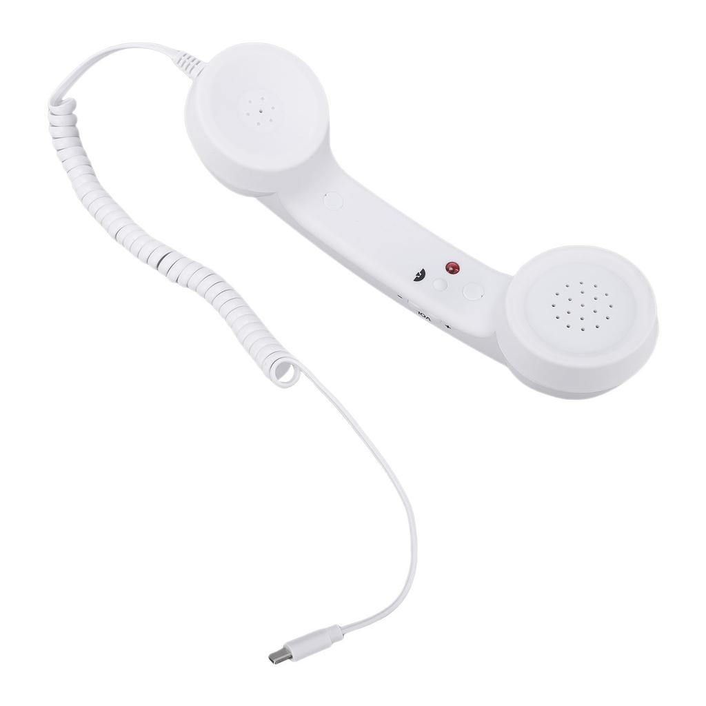 Retro Phone Handset with Volume Control Ergonomic Type C Wired Telephone Handset Receiver For Cellphone Video Call Conference