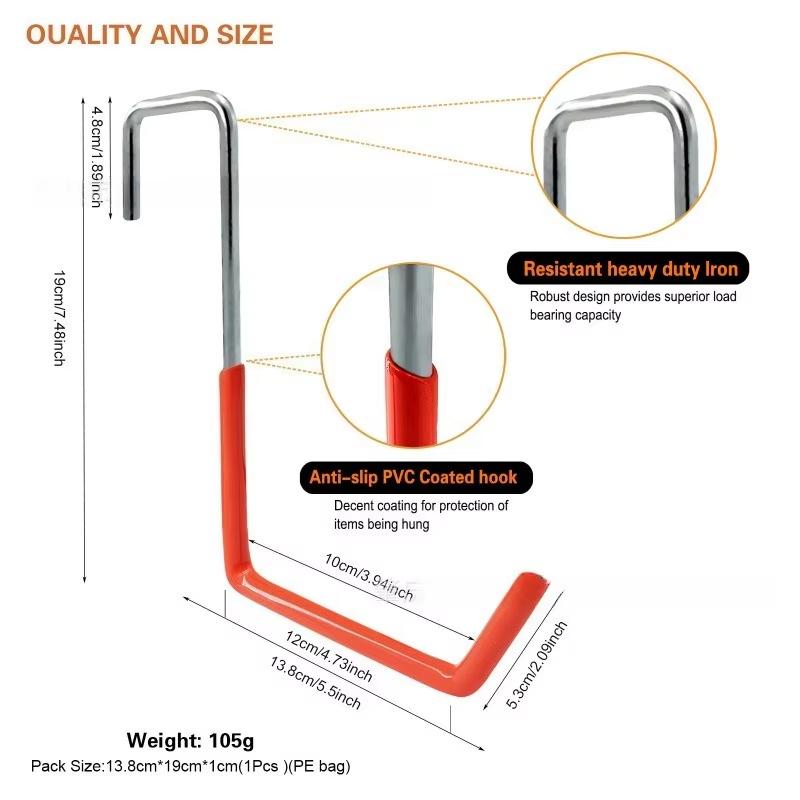 Heavy Duty Iron Garage Storage Hooks Anti Slip Rubber Coating For Hanging Tools Ladders Bikes Garden Supplies