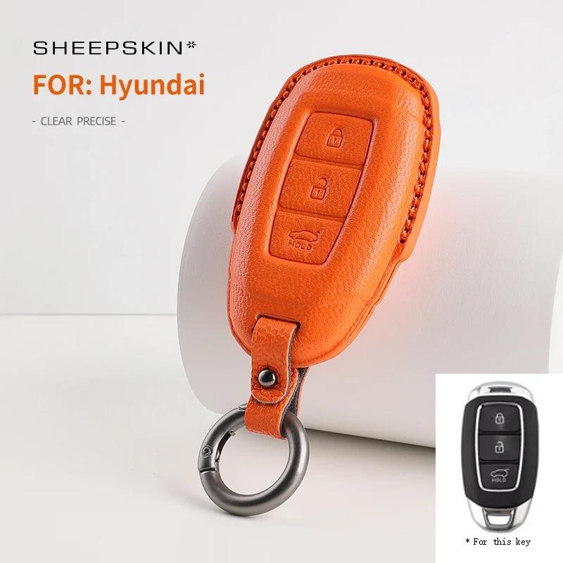 

Sheepskin High-quality Car Key Case Cover Holder Key Shell Buckle For Hyundai Sonata Lafesta Elantra Santafe Mistra Ix25 Ix35