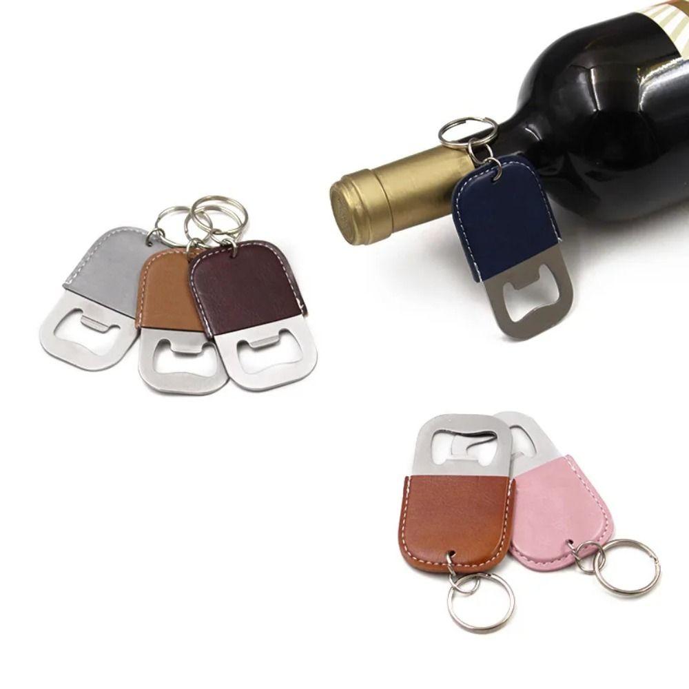 Wine Bottle Opening Fashionable Keyring Leather Kitchen Gadget Bottle Opener Keychain  Outdoor