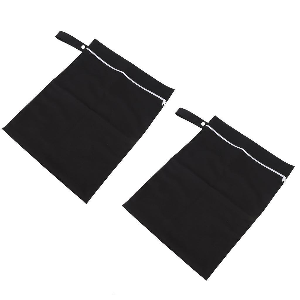2pcs Black Wet Bag TPU Fabric Zipper Design Water Proof Storage Bag for Outdoor Wet Clothing