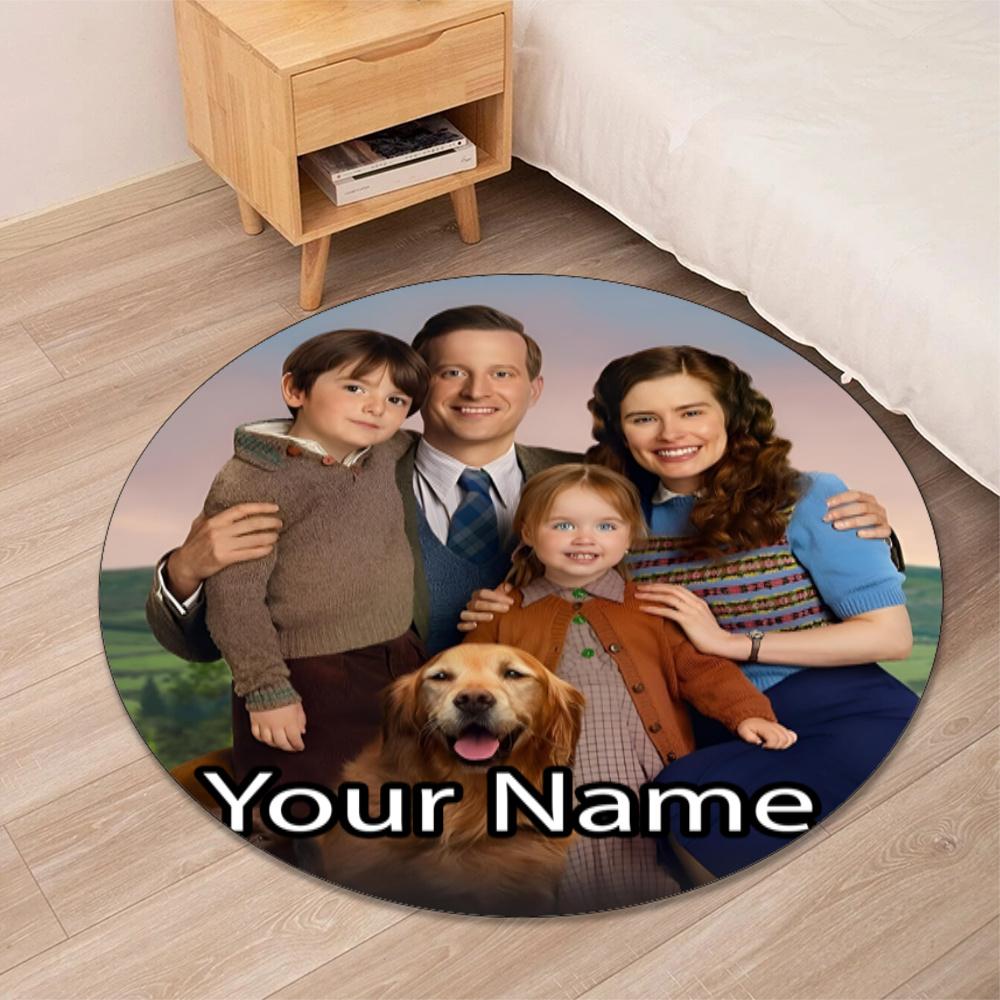 Custom Name All Creatures Great and Small Printed Round Rug Carpet Chair Rug Area Rug Entryway Doormats,for Office Chair Living Room Bedroom Kitchen R