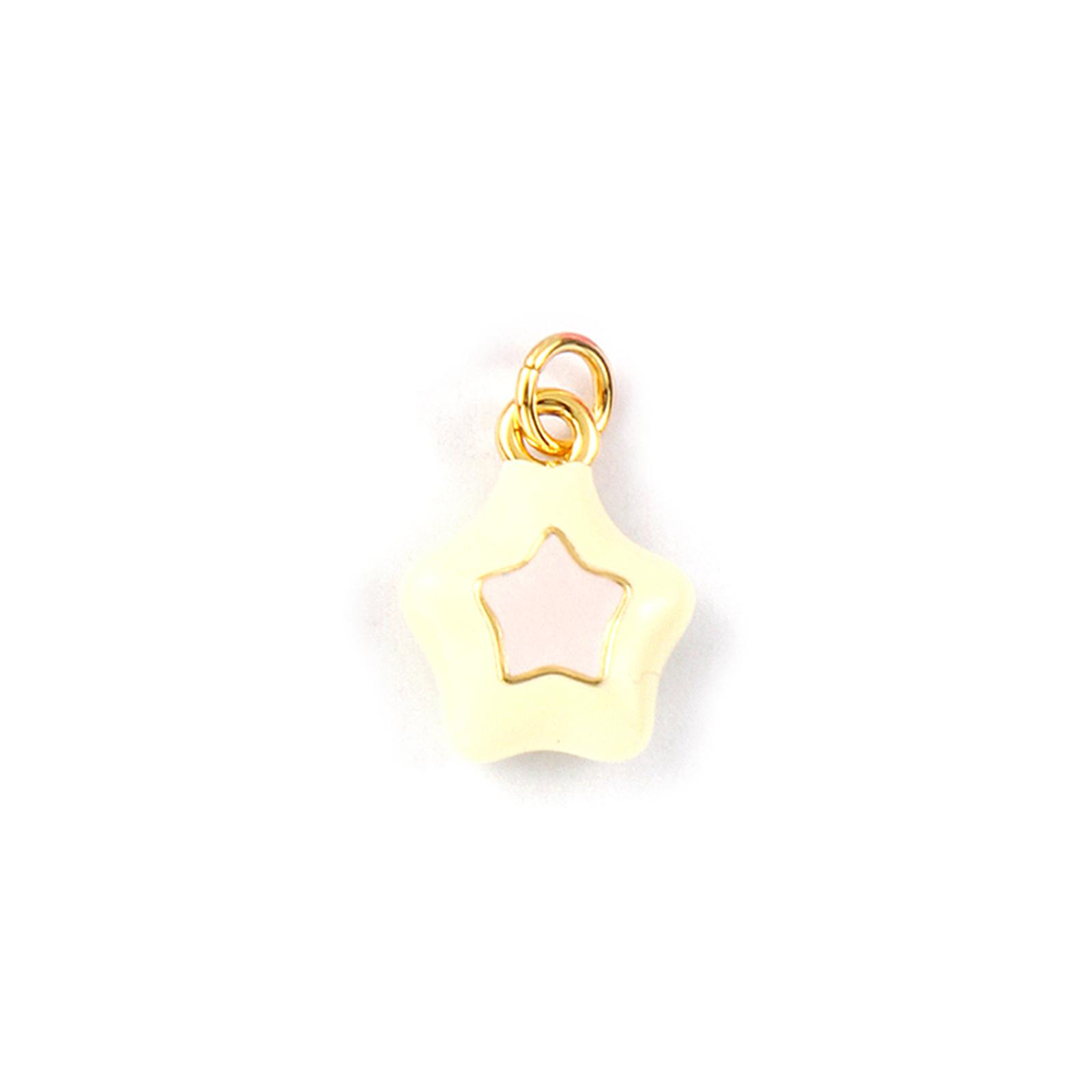 

2 PCs Brass Charms 18K Gold Plated Enamel Heart Star Pendants For DIY Necklace Bracelet Earrings Jewelry Making Accessories
