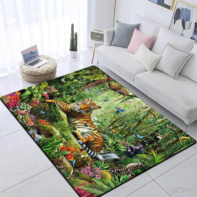 Animal Tiger Custom Picnic Mat Non Slip Carpet Living Room Mat Yoga Mat Home Decor Crawling Mat Carpet for Living Room Anime Rug