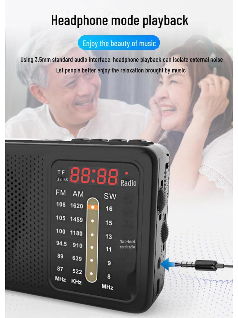 Huibang L35 Multi-Band Portable FM Radio with USB and Card Functionality