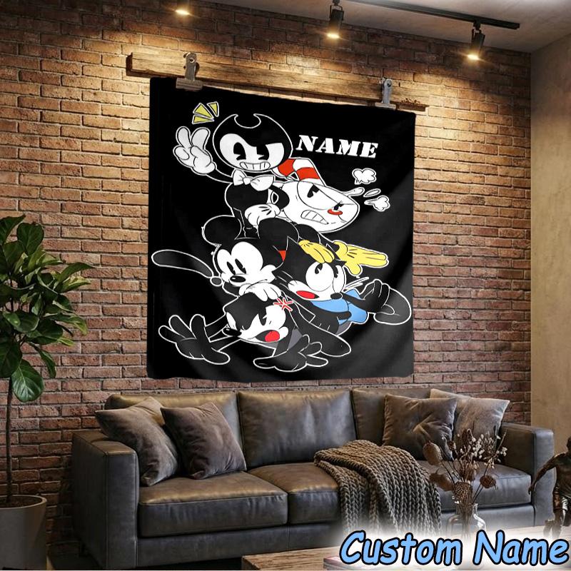 Custom Name Tapestry Cartoon Cup Tapestry, Unique Design Tapestry, Suitable for Bedroom,Livingroom, Playroom,Heartwarming Fan Holiday Gifts