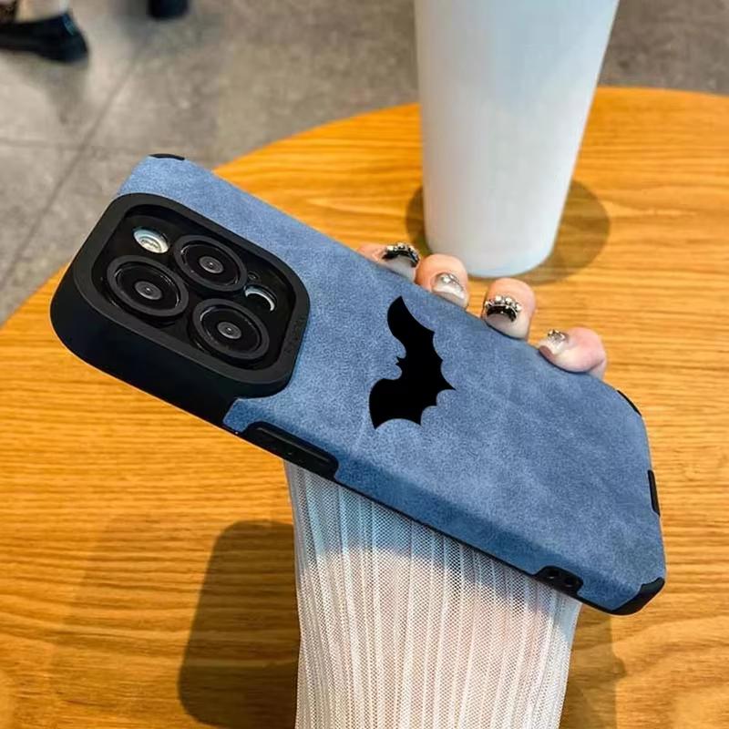 Cool Bat Leather Silicone Phone Case For iPhone Air 16 17 15 14 13 12 7 11 Pro Max 16E Plus X XR XS Shockproof Cover