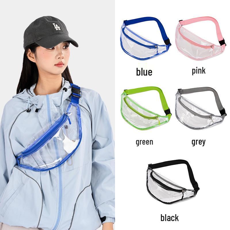 Customizable Transparent PVC Crossbody Bag for Women: Waterproof, with Logo, Ideal for Outdoor Sports & Beach.