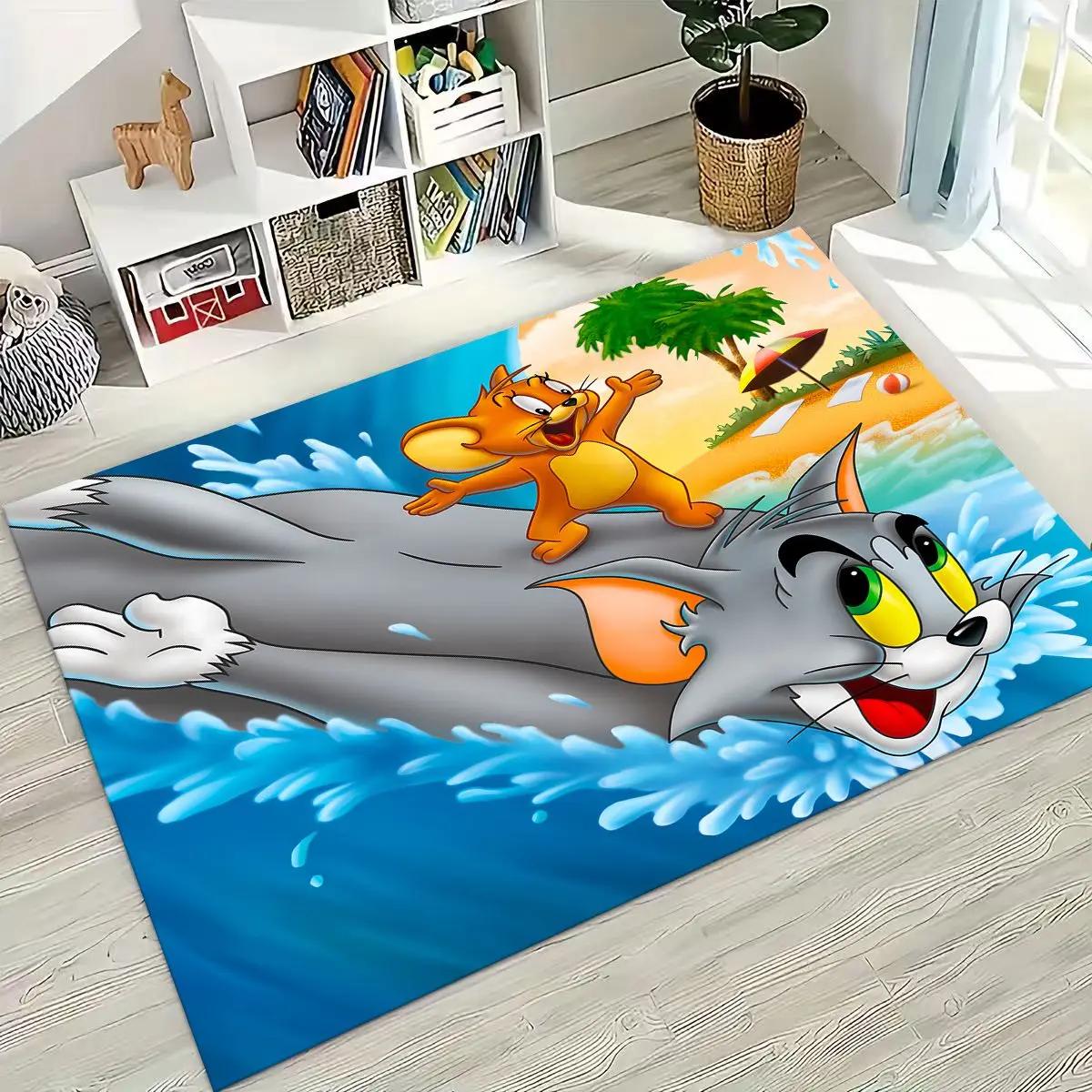 

3D T-tom and Jerry Cat Mouse Cartoon Art Carpet Rug for Bedroom Living Room Sofa Home Doormat Decor,Large Kid Non-slip Floor Mat 40x60cm( 15x23in )