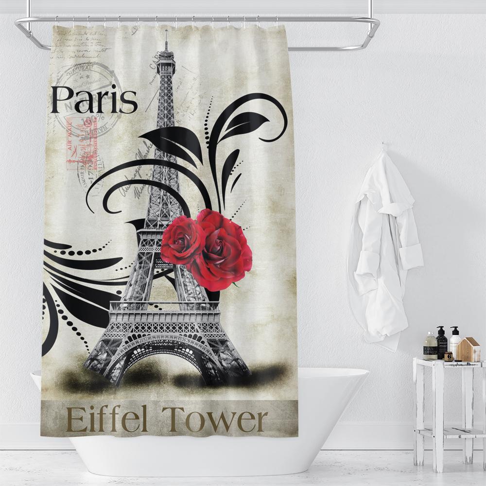 Londra Parigi Panoramico Torre di Parigi Tende Stampate Per Bagno Tenda da Doccia Accessori Divisori Tenda da Bagno Casa