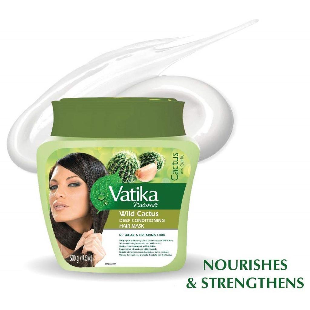 Masque capillaire multivitaminé à l'huile chaude Vatika Wild Cactus - Antichute (Kaktus-Haarkur gegen schwaches & brechendes Haar) 500g