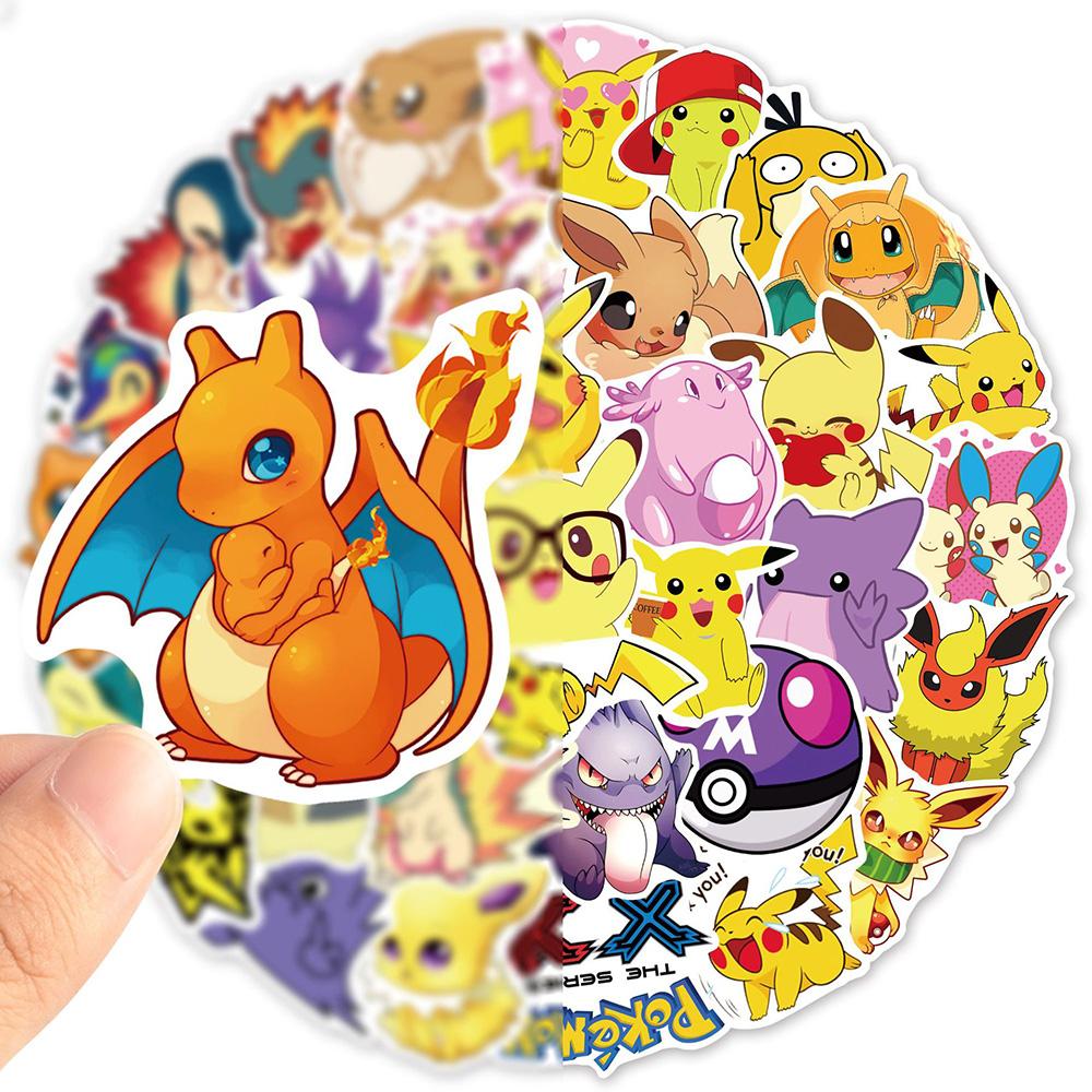 10/30/50pcs Anime Stickers Kawaii Pikachu Decals DIY Stationery Skateboard Luggage Waterproof Cartoon Graffiti Sticker