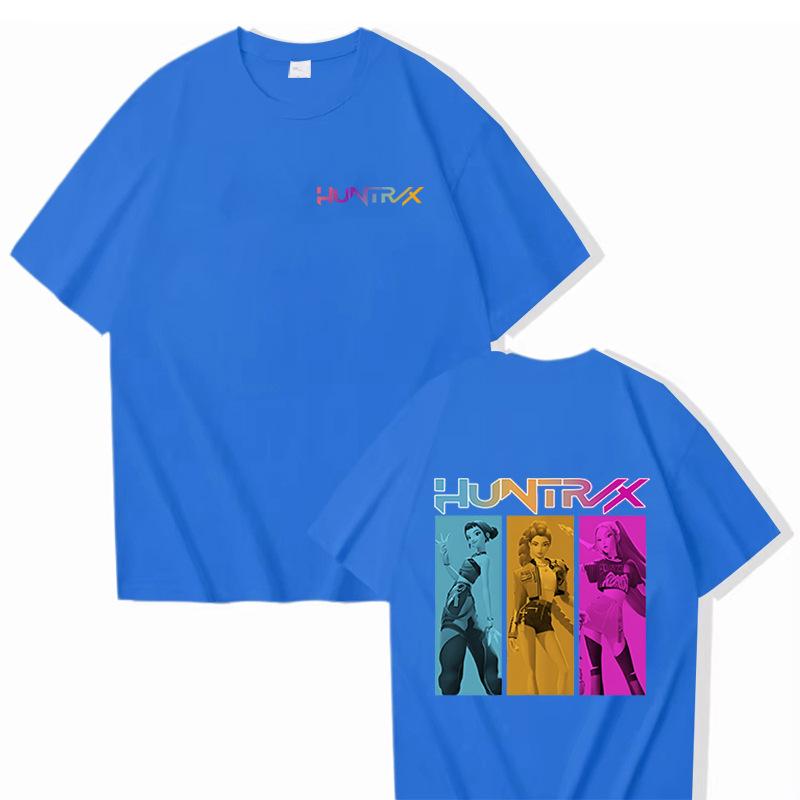 

2025 Kpop Demon Hunters Cute T Shirt Men Women Harajuku Hip Hop Movie T Shirts Fashion Kawaii Cartoon T-shirt XXS синий