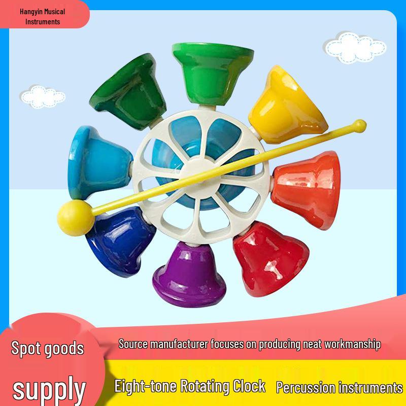 Eight-Tone Rotating Clock Orff Baby Glockenspiel - Mini Hand-Knock Piano for Toddlers Bell