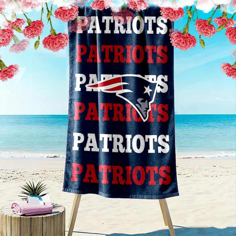New England Patriots Logo Aufdruck Strandtuch, Großes Weiches Schnelltrocknendes Handtuch für Strand Camping Schwimmen